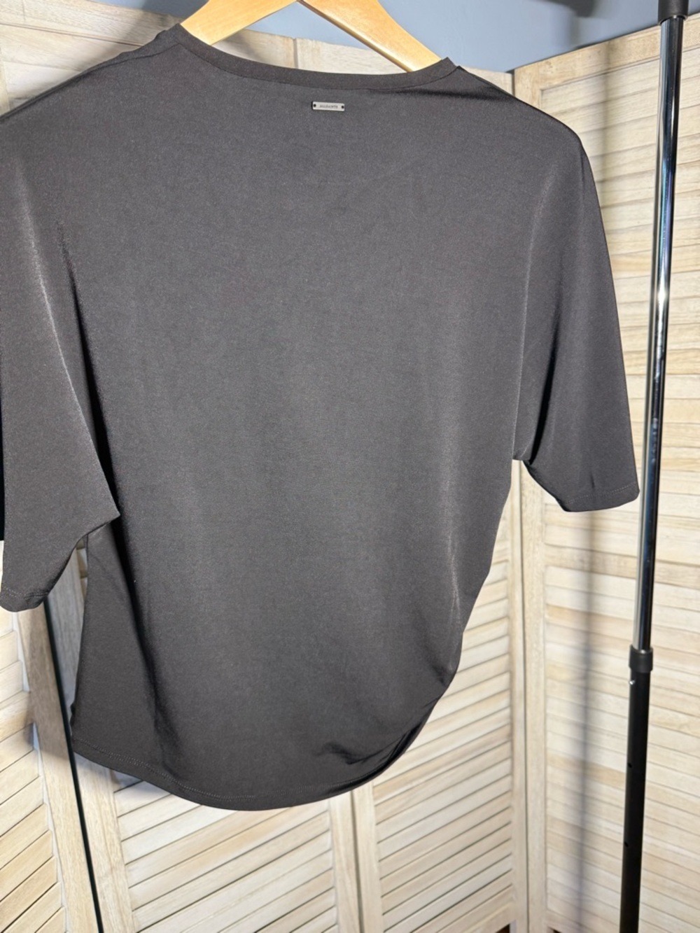 NWOT AllSaints Black Ruched Side Drape Tee - Small - Picture 4 of 8